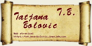 Tatjana Bolović vizit kartica